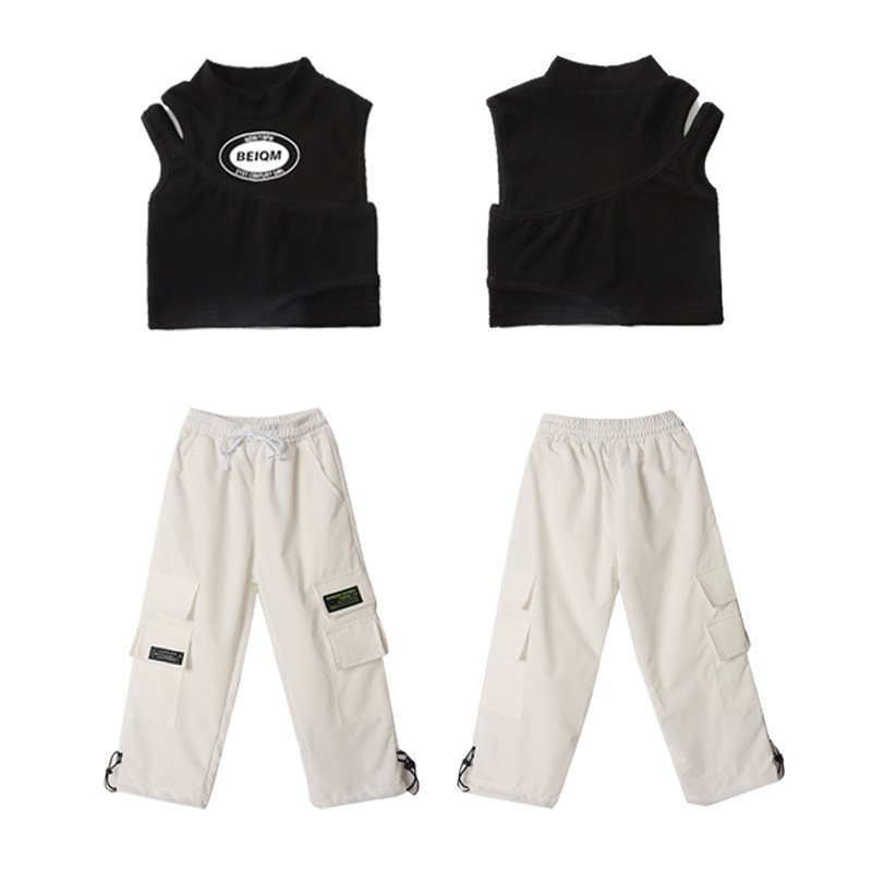 Bộ Trang Phục Nhảy Hip Hop Tay Ngắn Thời Trang Mùa Hè Cho Bé Gái