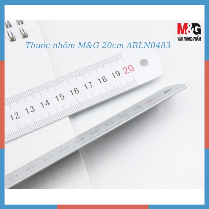 Thước kẻ hợp kim nhôm - Thước kĩ thuật, góc bo tròn 20/30cm, MG - ARLN0483/0484