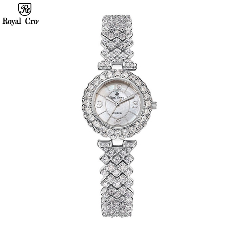 Đồng Hồ Nữ Chính Hãng Royal Crown 2607 Jewelry Dây Kim Loại Đính Đá Chống Nước Chống Xước