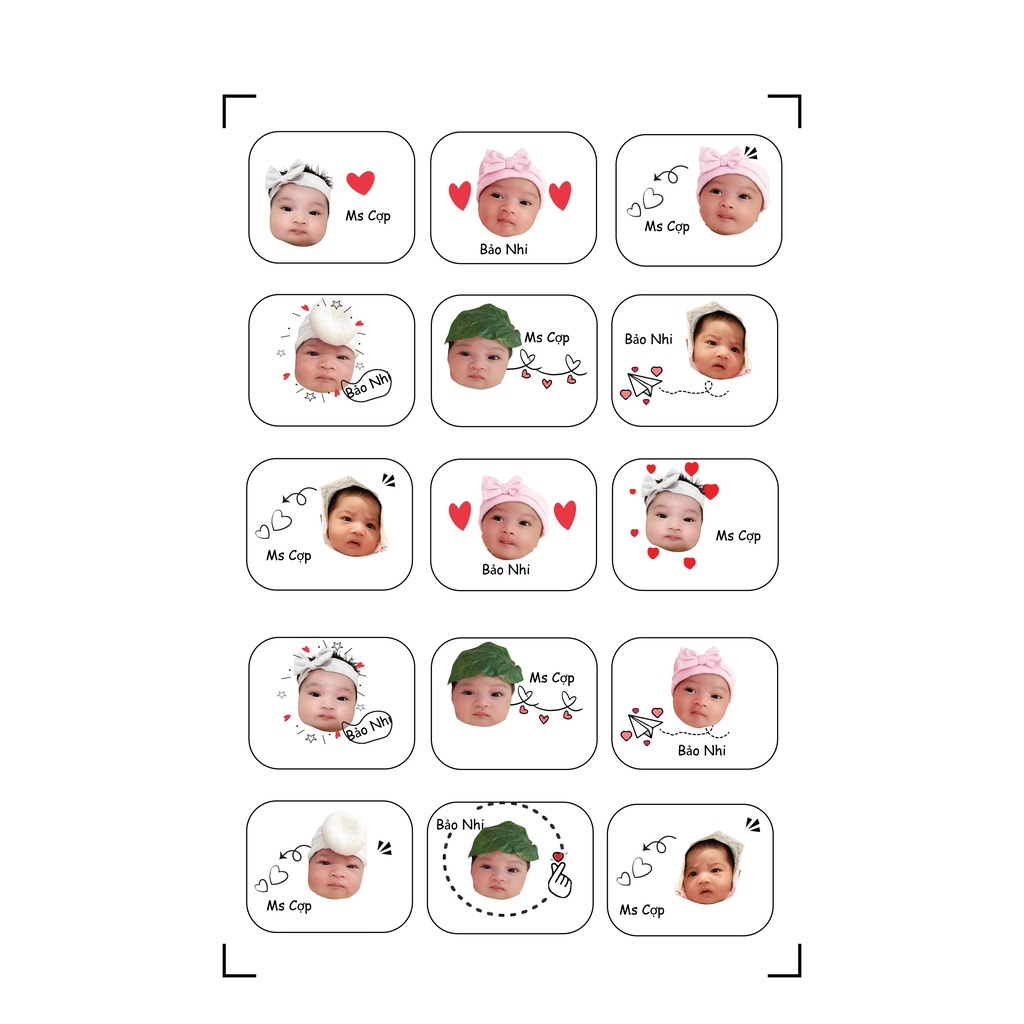 Sticker em bé bền đẹp chống nước mẫu Hàn Quốc đáng yêu