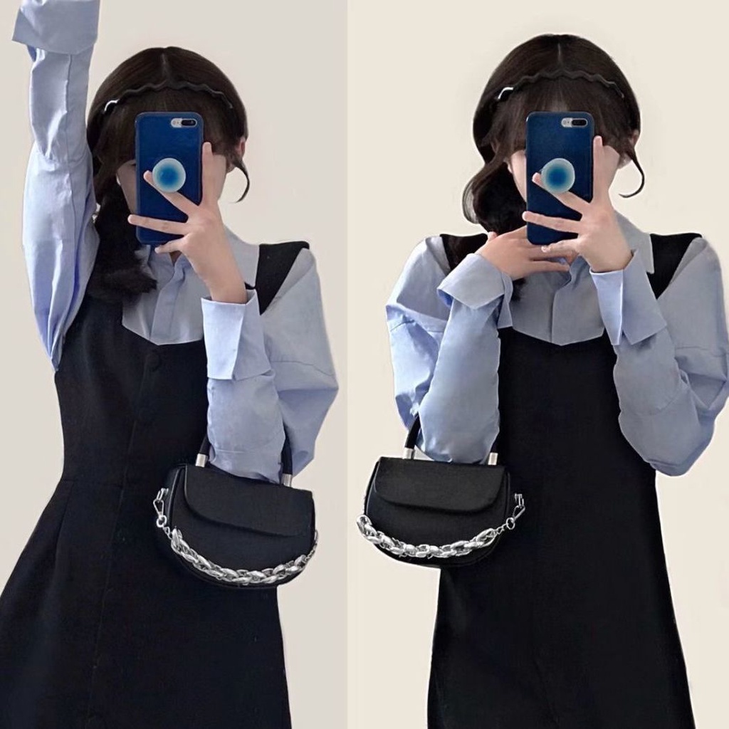 Túi Đeo Chéo Màu Đen Phong Cách Phương Tây Thời Trang 2023