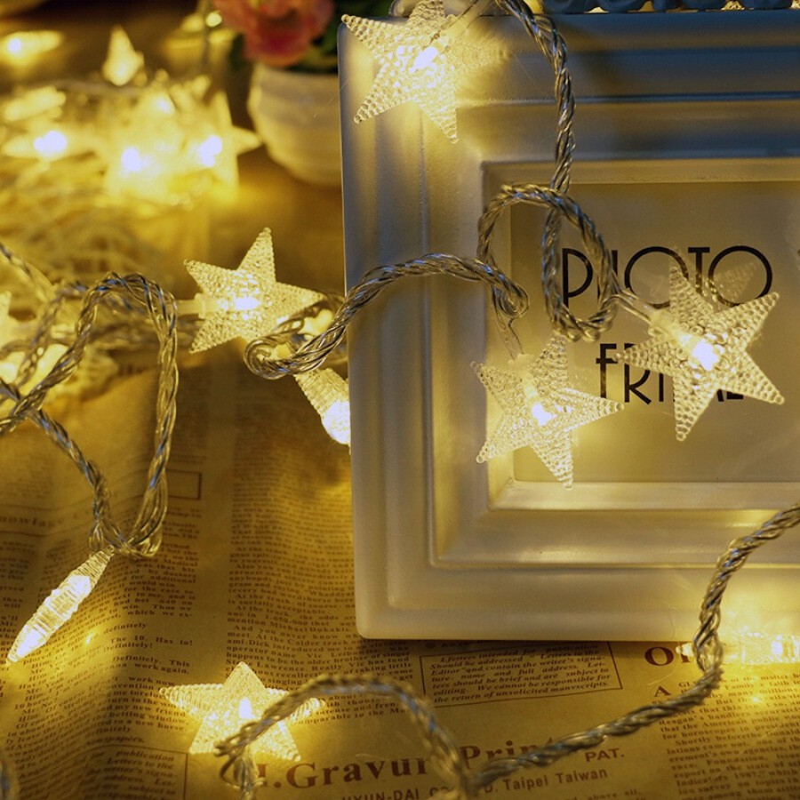 Sỉ Đèn Led Ngôi Sao 6m Cắm Điện/ Chạy Pin/Usb ( 5 dây)