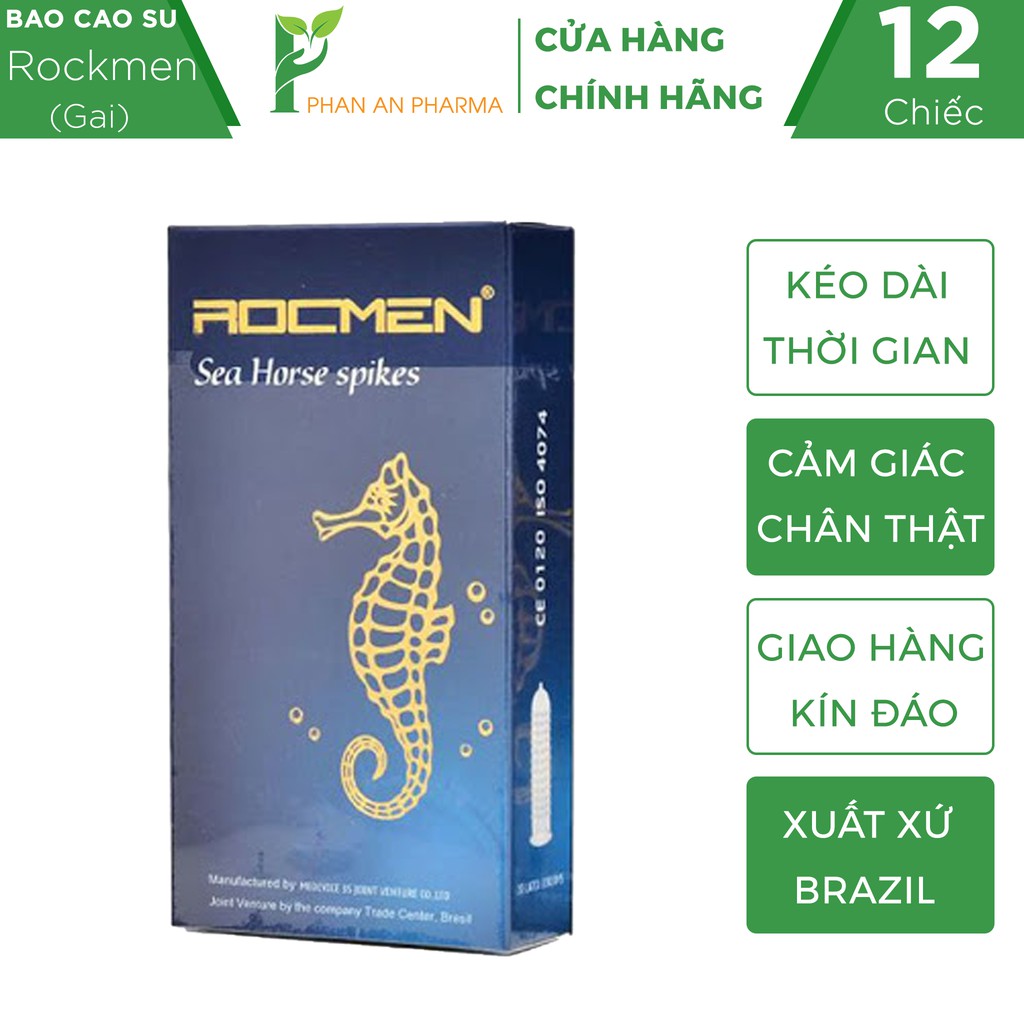 Bao cao su Rocmen cá ngựa xanh - Sea Horse Spikes gân gai nổi, kéo dài thời gian - Phan An CN363