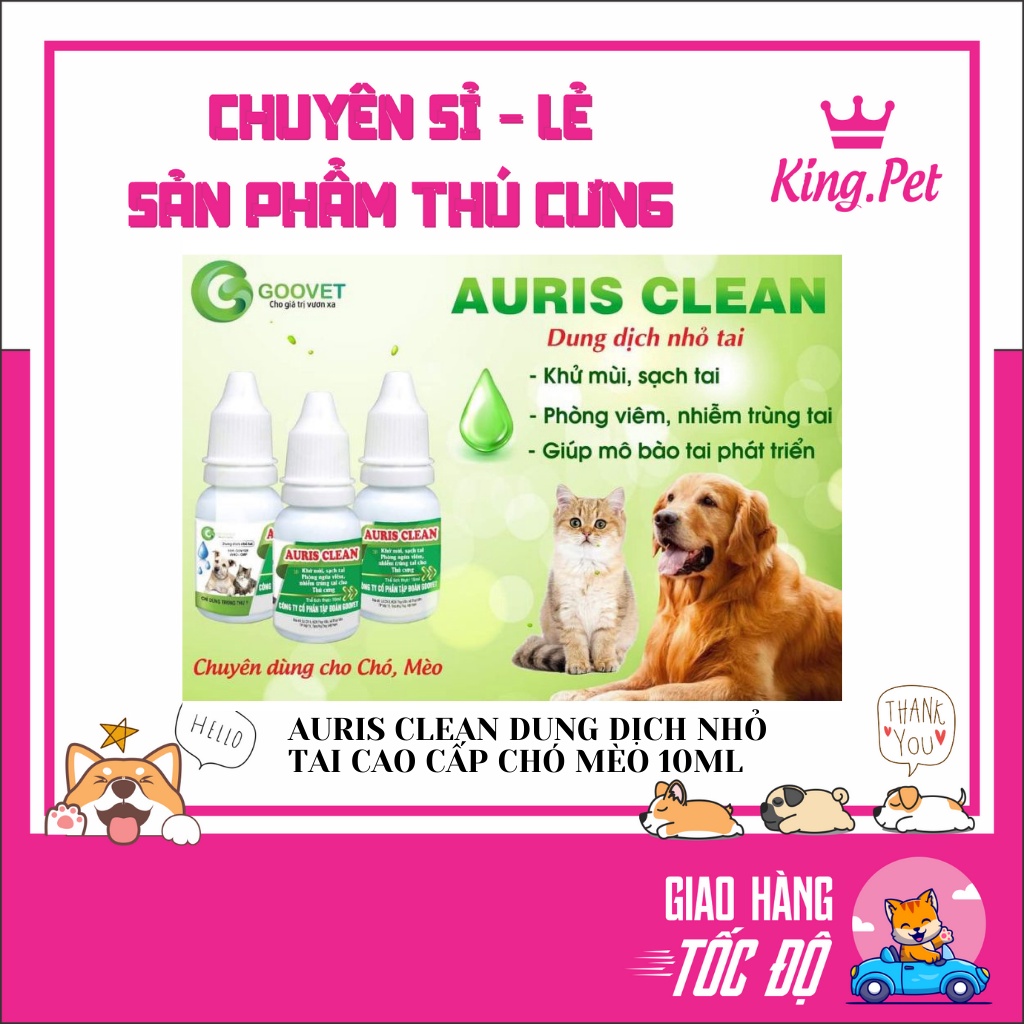 AURIS CLEAN DUNG DỊCH NHỎ TAI CAO CẤP CHÓ MÈO 10Ml