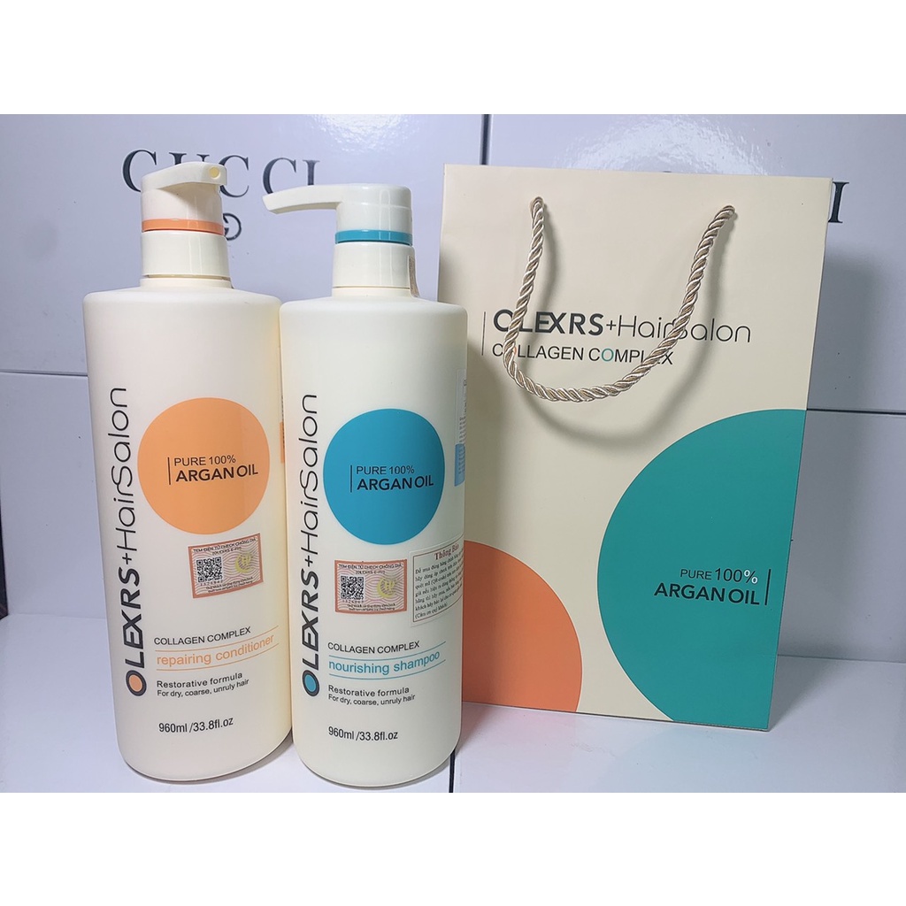 - Cặp Dầu gội Xả Olexrs Argan Oil Collagen Hair Salon Cao Cấp 960ml/1chai.