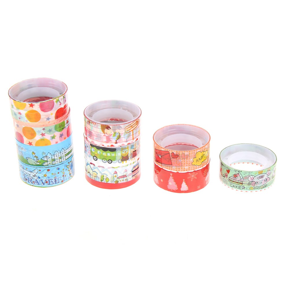 Set 10 cuộn băng keo 1.5cmX2.5m in hình phong cách Nhật Bản