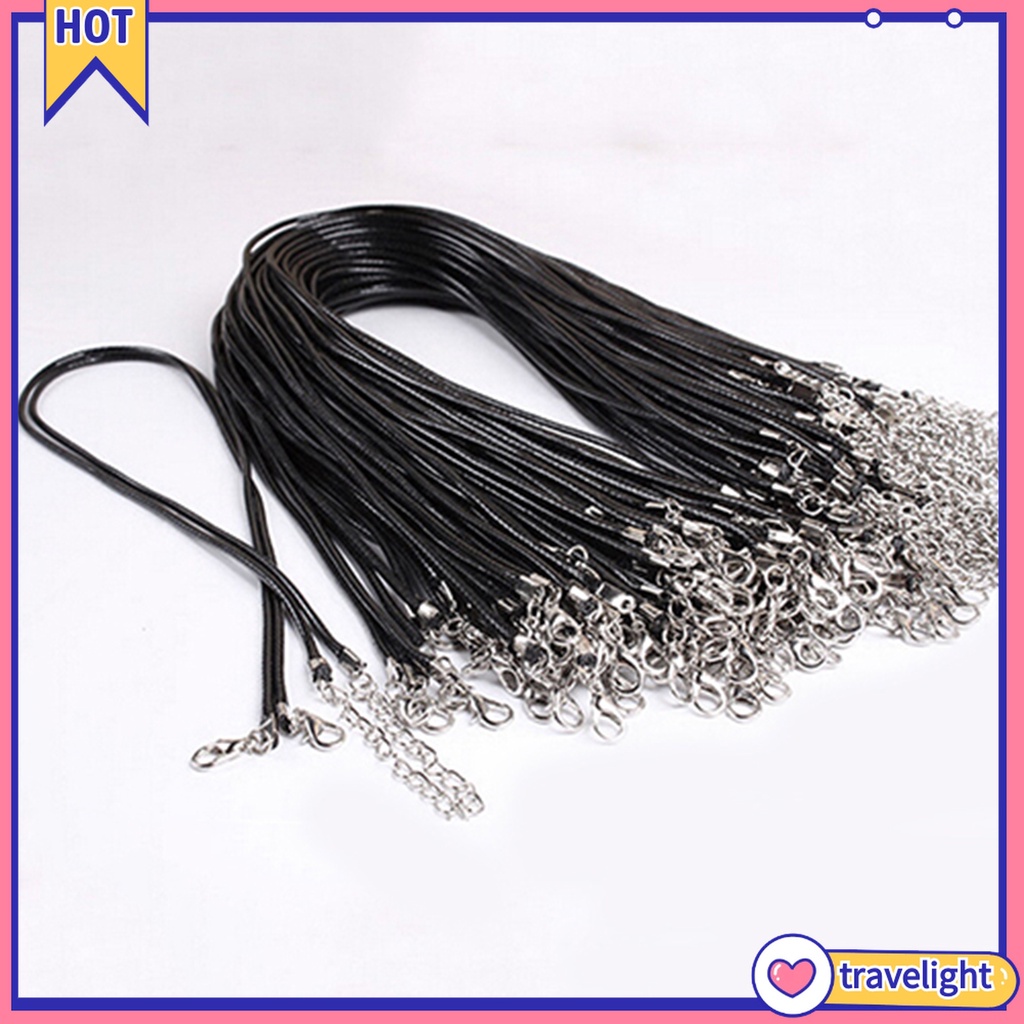 (Travelight) Set 10 vòng cổ choker bện dây giả da màu đen có thể điều chỉnh
