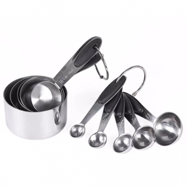 Bộ cup thìa đong inox 10 chi tiết