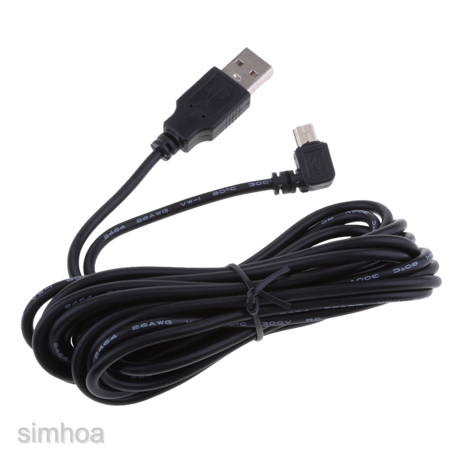 Dây Cáp Sạc USB Mini 3.5M 5V2A Đầu Bẻ Góc Phải 90 Độ Cho Xe Hơi