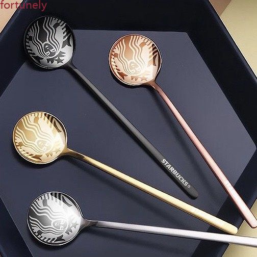 New Stainless Steel Starbucks Small Round Dessert Spoon Faceted Spoon Super High Value Stirring Spoon 304 Food Grade