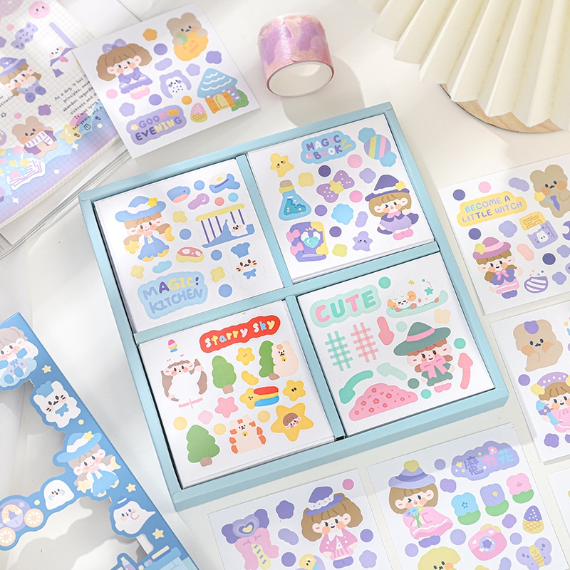 Set 100 Tấm Hình Dán Hoạt Hình Xinh Xắn Dùng Để Trang Trí Thủ Công