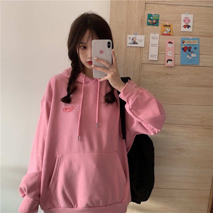 ❤❤Áo kiểu Hàn Quốc thiết kế dễ thương cho bé gái♡Áo khoác hoodie dáng rộng phối nhung dày thời trang mùa đông ấm áp