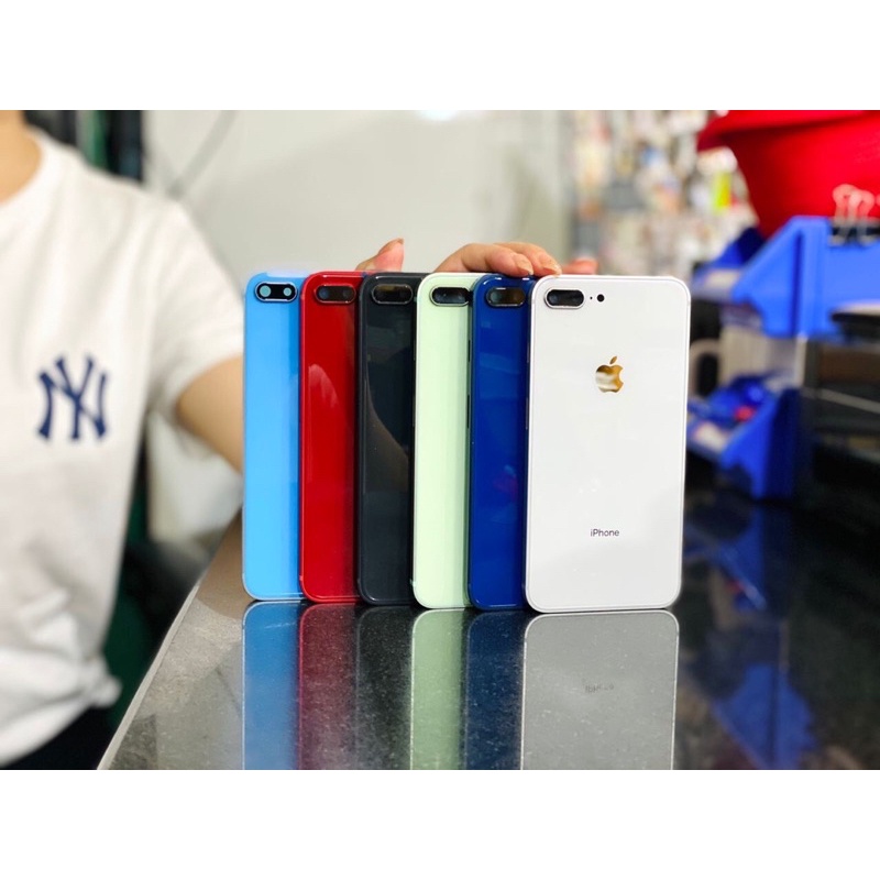 [Mã 159ELSALE hoàn 7% đơn 300K] vỏ sườn iphone 7plus độ 8plus viền vuông tặng kèm phím và khay sim