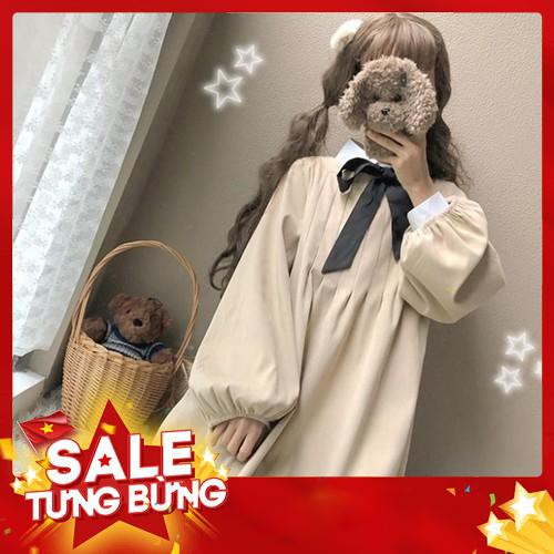 Set đồ lolita áo sơ mi trắng tay dài + cà vạt + đầm baby doll ulzzang ( 2 màu ) hàng Quảng Châu - Hàng nhập khẩu