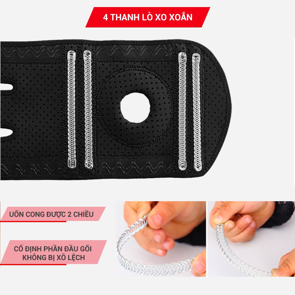 Bó gối thể thao bảo vệ khớp gối GoodFit đệm silicone, thanh lò xo trợ lực hỗ trợ chấn thương GF515K