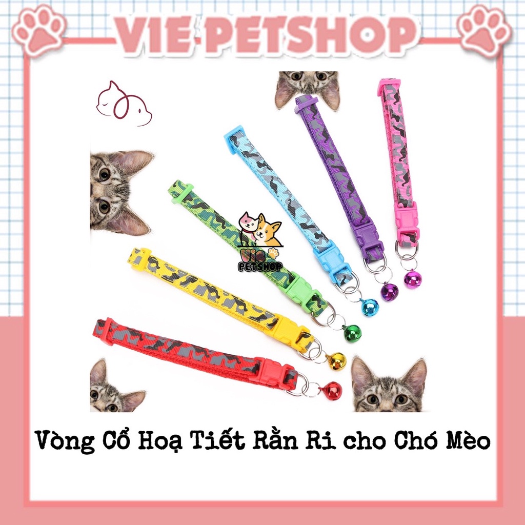 Vòng Cổ Họa Tiết Rằn Ri Cho Chó Mèo Dưới 8Kg 1cm | Vie PETSHOP