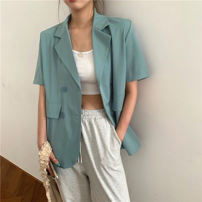 Áo blazer nữ tay ngắn form rộng công sở đẹp bigsize LOKISO AK07
