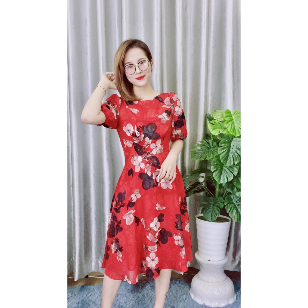 Váy Nữ Thiết Kế  ❣️𝑭𝒓𝒆𝒆𝒔𝒉𝒊𝒑❣️ Váy Tơ 3D Hoạ Tiết Hoa Cao Cấp V2186 - Hàng VNXK - Candy Fashion