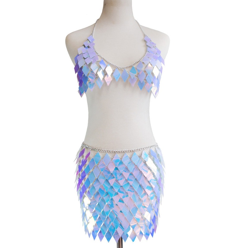 Wmmb Dây Xích Cơ Thể Nhiều Lớp Đính Kim Sa Lấp Lánh Trang Sức Tua Rua Cho Nữ Mặc Bikini / Trang Sức Mùa
