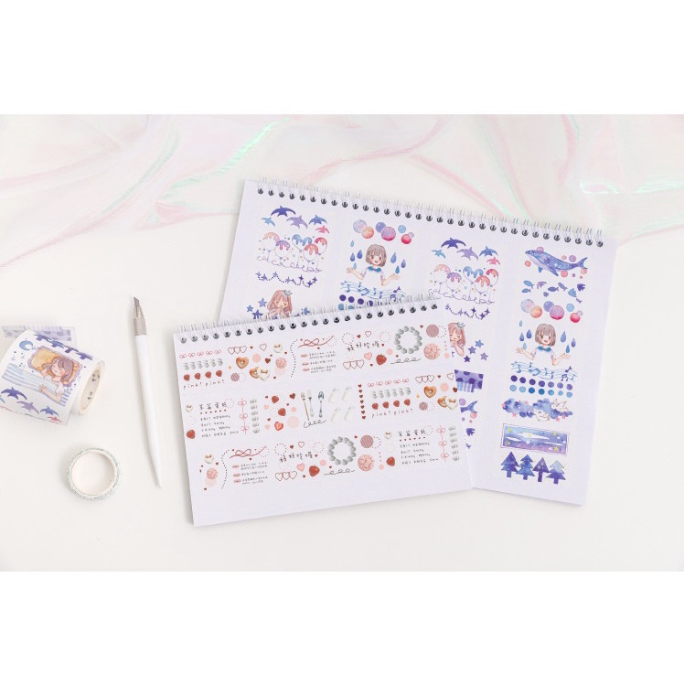 Sổ lò xo chiết và lưu trữ sticker size A5 hình họa tiết dễ thương