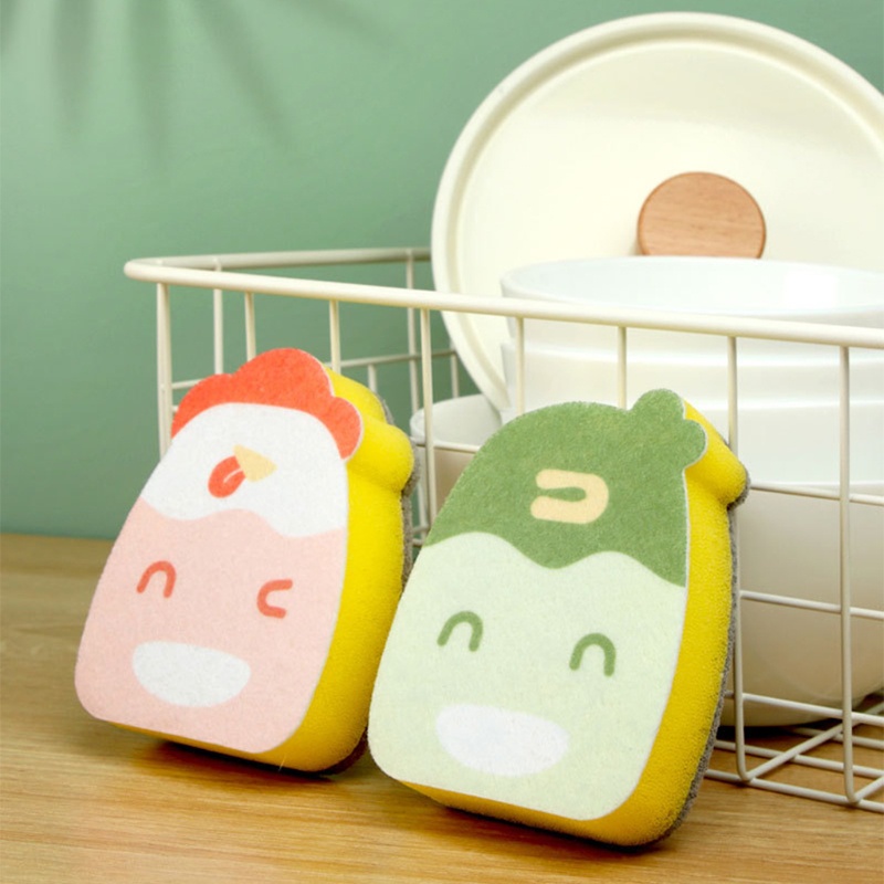 Mút Rửa Chén Hai Mặt Khử Trùng Hình Hoạt Hình Dễ Thương