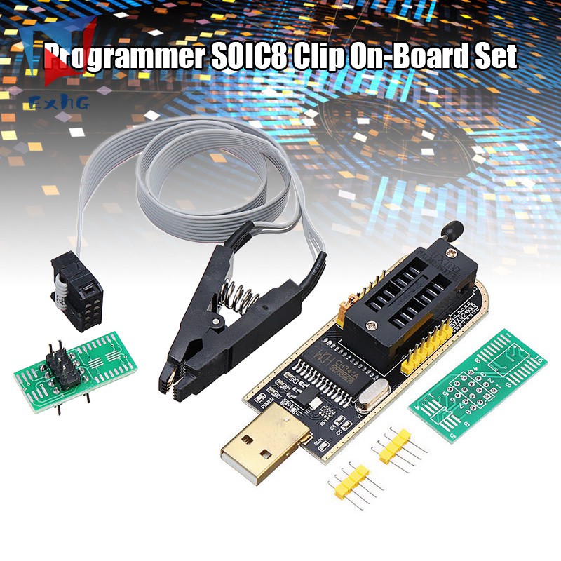 ExhG❤❤❤High quality CH341A 24 25 Series EEPROM Flash BIOS USB Programmer SOIC8 Clip On-Board Set @VN