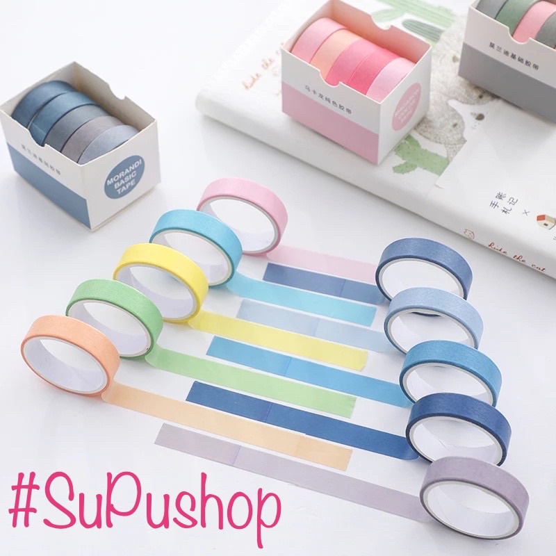 HỘP WASHI 5 CUỘN NHIỀU CHỦ ĐỀ NHIỀU MÀU SẮC XINH IU