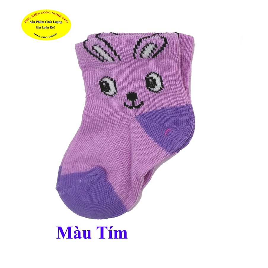 Tất vớ cho trẻ em từ 1 đến 3 tuổi In hình thỏ cười trên cổ vớ Chất liệu thun cotton co giãn, mềm, Bảo vệ đôi chân