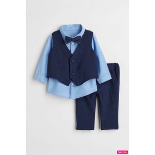 Set công tử 4 chi tiết tone xanh - xanh navy, hờ mờ us săn sale