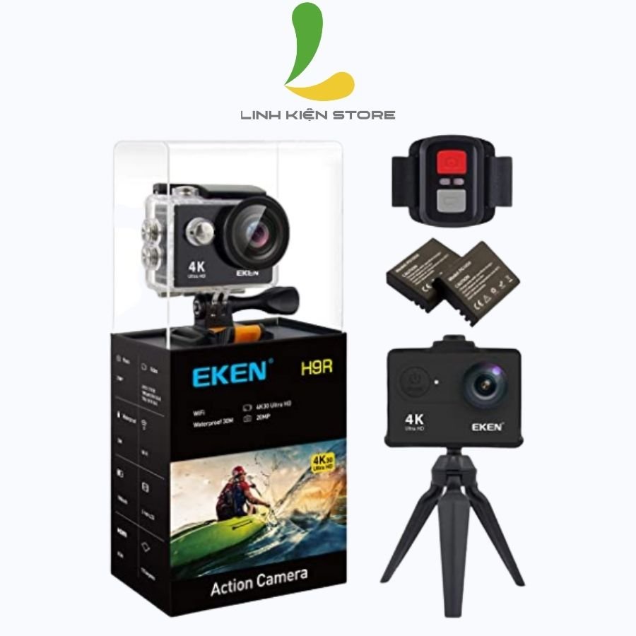 Combo Camera Hành Trình EKEN H9R V8.1 Thêm Pin Dự Phòng + Dock Sạc Đôi + Tripod