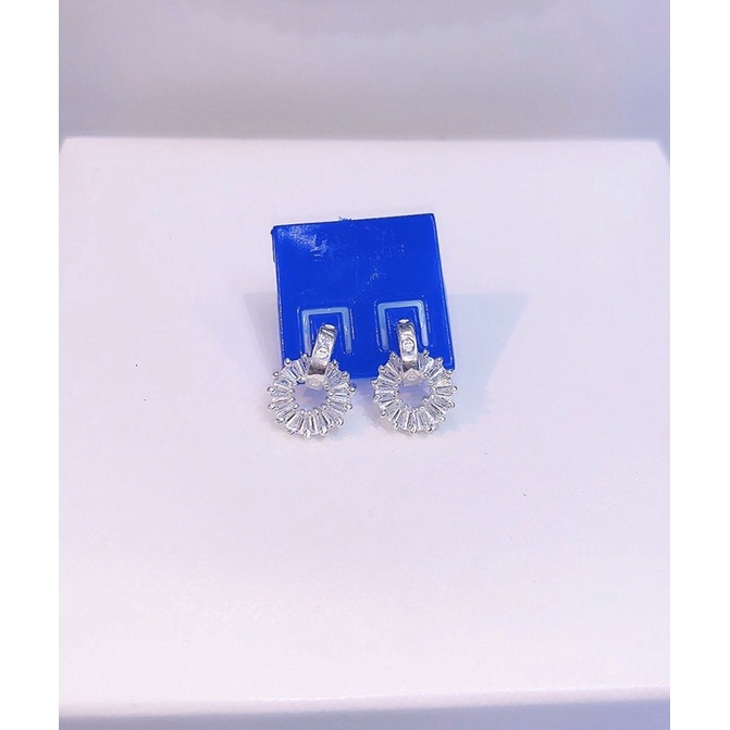 Bông tai bạc nữ Cater nạm đá tròn bạc ta cao cấp Minh Tâm Jewelry