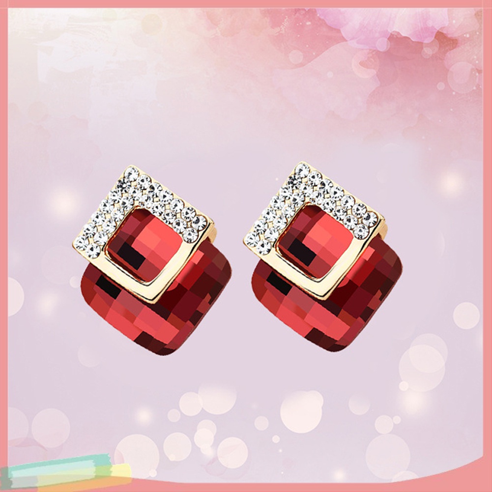 Đôi Khuyên Tai HìNh Vuông ĐíNh Kim Cương Giả ThờI Trang Cho Nữ