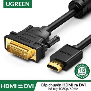 Cáp HDMI to DVI D 24+1(2 chiều) Cao Cấp Ugreen 11150 dài 1,5met màu đen