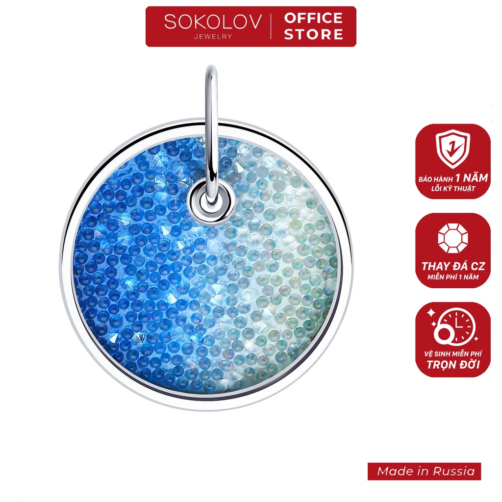 Mặt dây chuyền Sokolov chính hãng đính pha lê màu xanh lam 94032660