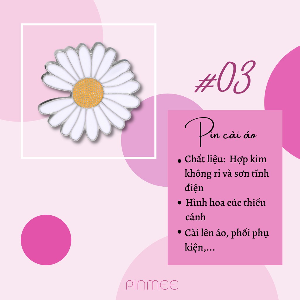 Pin Cài Áo/Ghim Cài Áo, Mũ, Balo, Túi Xách Pinmee chủ đề hoa cúc Gdragon