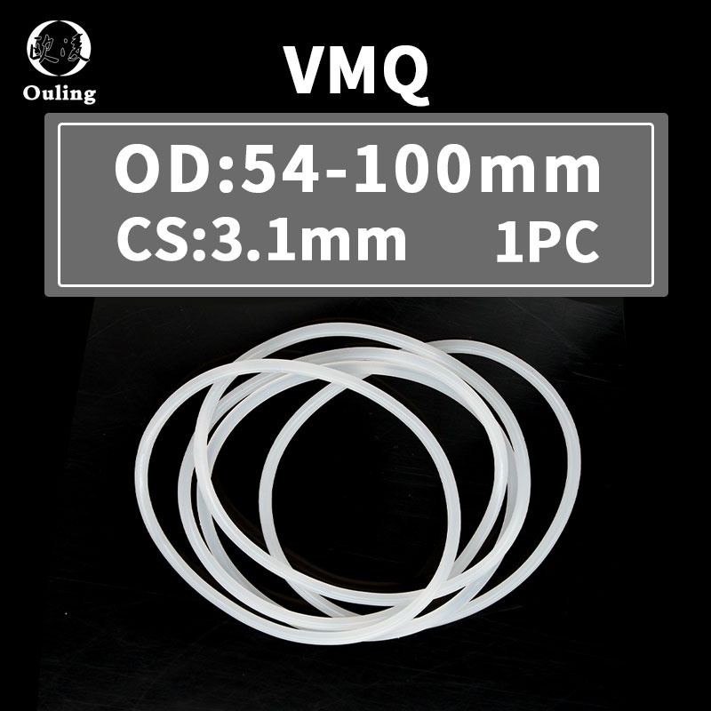 1 Vòng Đệm Cao Su Silicon Màu Trắng Dày 3.1mm Cho Vòng Cao Su / 55 / 60 / 65 / 70 / 75 / 80 / 85 / 90 / 95 / 100 * 3.1mm