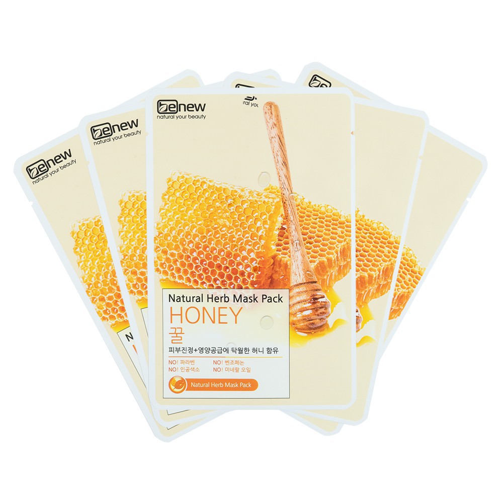 [Sản phẩm chính hãng] Bộ 10 miếng mặt nạ nhập khẩu Hàn Quốc Benew Natural Herb Mask Pack Honey 22ml/miếng 