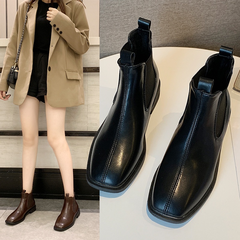 Giày bốt da màu trơn thời trang cho nữ
