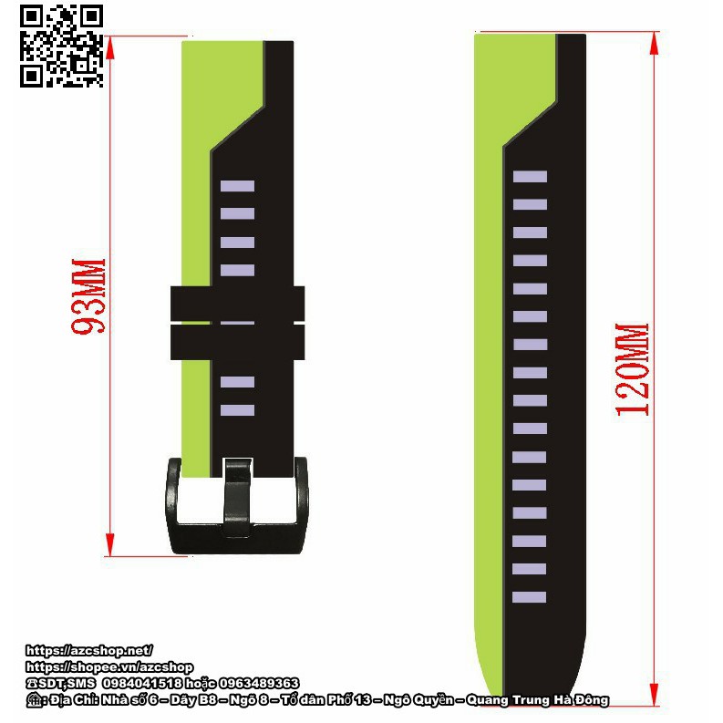 Dây Smartwatch Slicon 2 Màu Mềm thoáng 20MM và 22MM