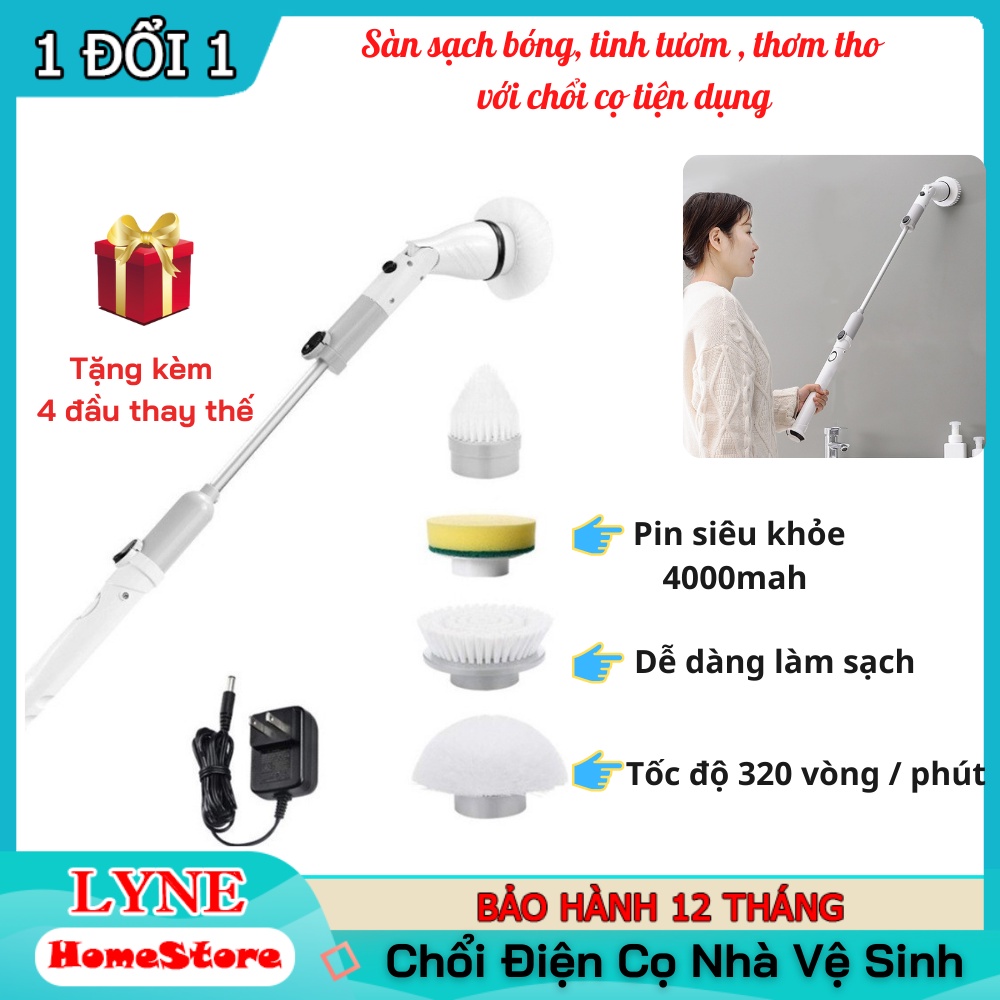 Chổi cọ nhà vệ sinh bồn cầu Toilet -Tốc độ quay lên đến 450 vòng/phút - Độ bền cực cao, chịu lực tốt-Tặng 4 đầu thay thế