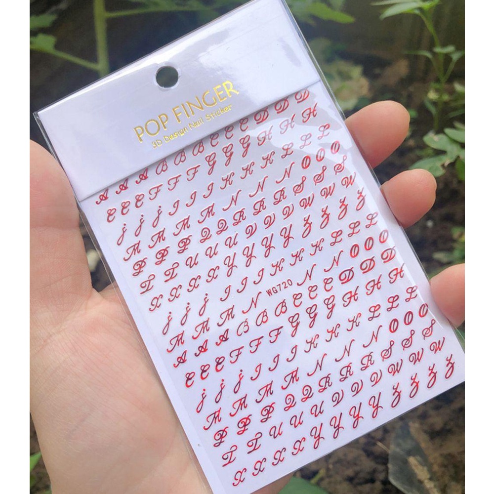 JUNE Sticker Dán Móng Họa Tiết 3D Hình Chữ Cái Tiếng Anh Kiểu Mới