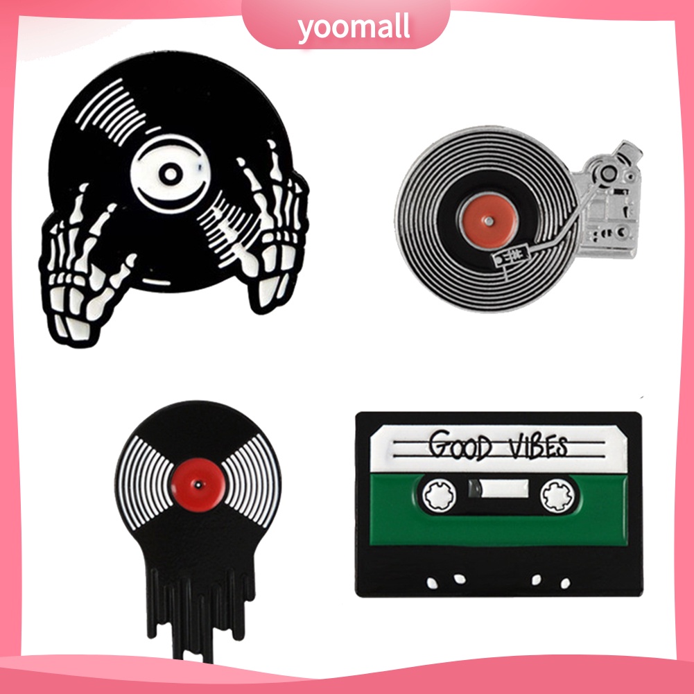 Ghim cài áo hình đĩa than thu âm sáng tạo phong cách retro độc đáo