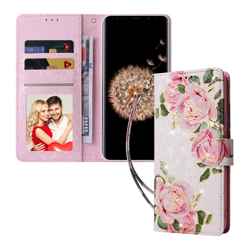 Sang Trọng Bao Da Điện Thoại pu Hình Hoa Và Bướm Cho samsung galaxy s23 fe a05 a51 a12 f12 m12 s9 plus s8 plus s8 + s9 + Ốp