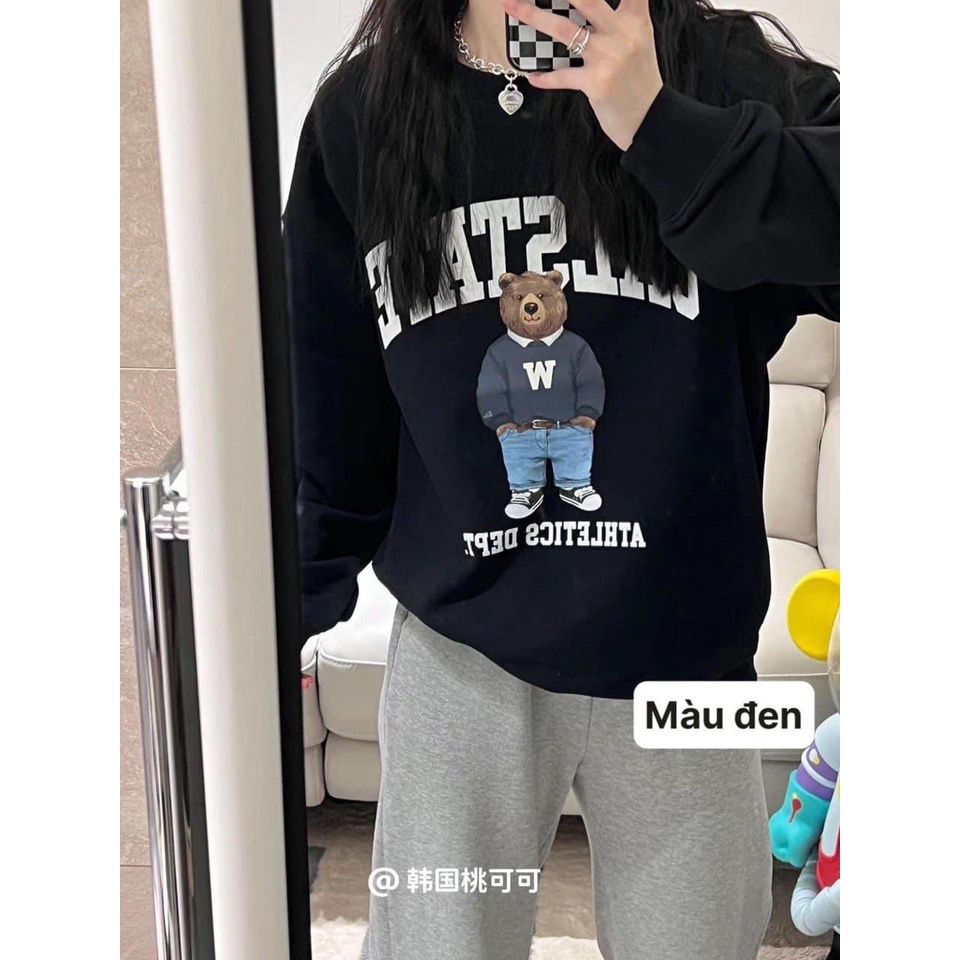 Áo nỉ nữ cổ tròn xuất Hàn Who nỉ da cá mềm đẹp không xù hot trend 2022