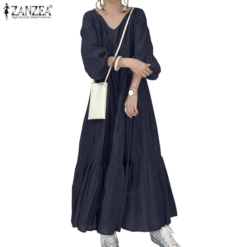 ZANZEA Đầm Maxi Tay Dài Thời Trang Dành Cho Nữ ZANZEA