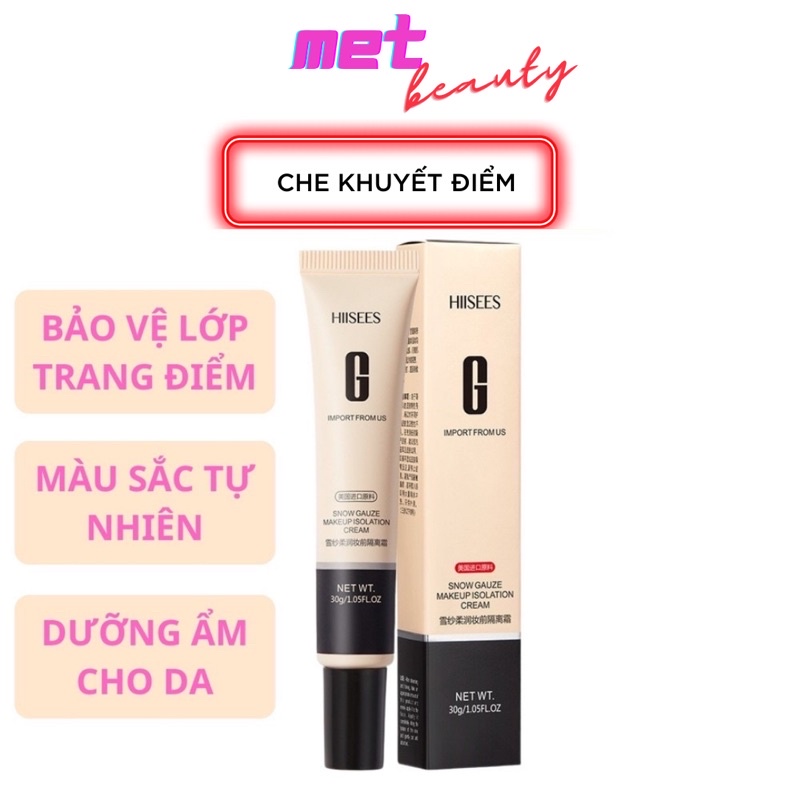 Kem che khuyết điểm Thần Thánh Hiisees chữ G 30G kem lót che khuyết điểm màu sắc tự nhiên, bảo vệ lớp trang điểm PN03