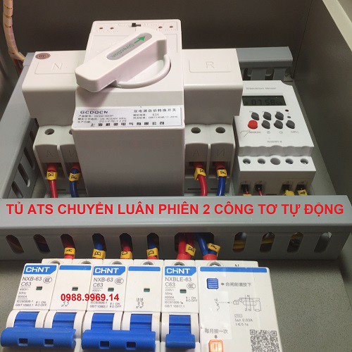 TỦ ATS CHUYỂN LUÂN PHIÊN 15 NGÀY 2 CÔNG TƠ 63A KÈM 2 APTOMAT VÀ CHỐNG GIẬT