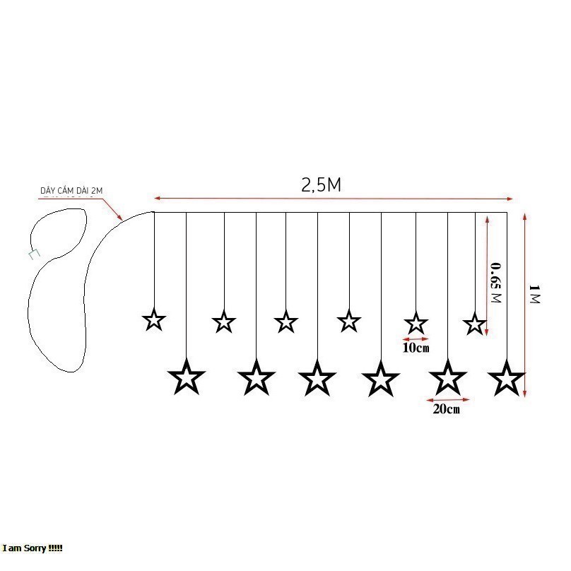 BỘ ĐÈN LED RÈM NHÁY NGÔI SAO ( 2,5M)