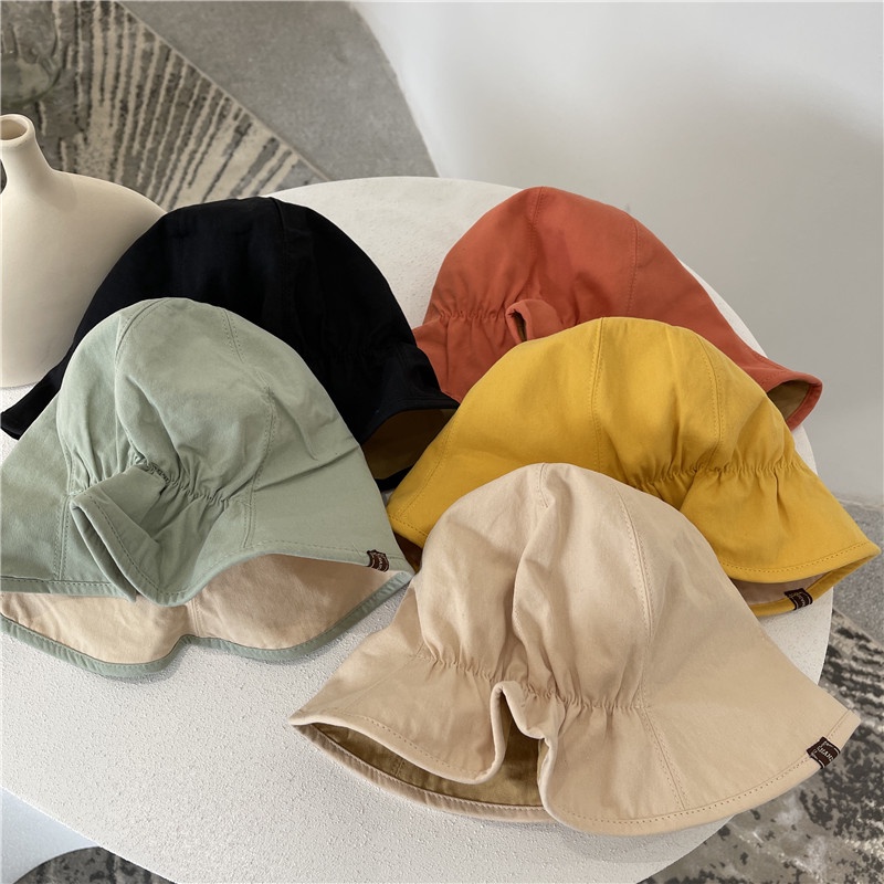 Nón Tai Bèo Chống Nắng Vành Nhỏ Co Giãn Màu Trơn Dễ Thương Phong Cách Nhật Hàn Thời Trang Xuân Hè Cho Nữ