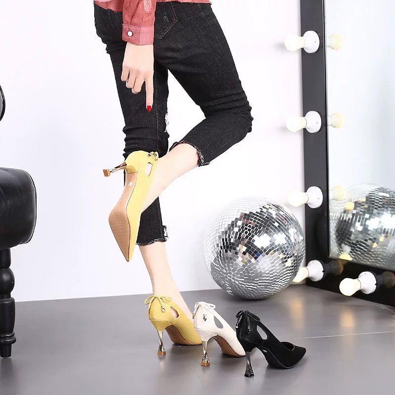 Giày Cao Gót Nữ Mũi Nhọn Thời Trang Xuân Thu Châu Âu Mới
